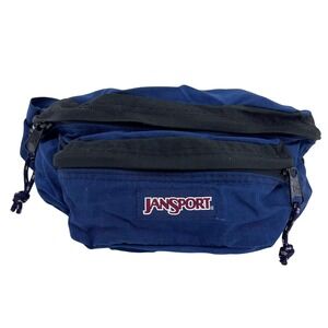 Vintage JanSport Fanny Pack Blue Black Waist Bag Sling Made in USA